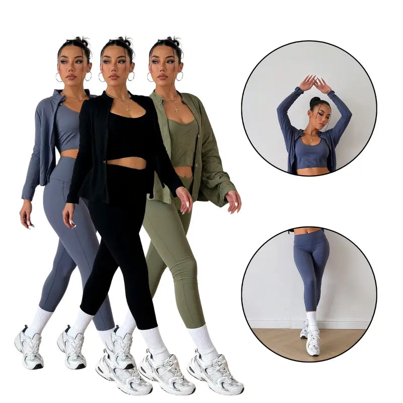 Kit Fitness 3 Conjuntos Feminos